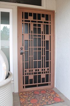 a door with an intricate design on the outside