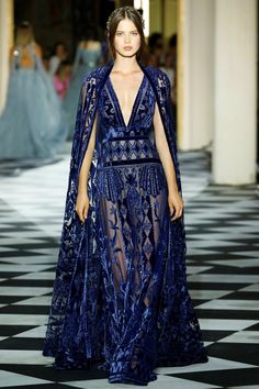 Dress Zuhair Murad, Zuhair Murad Couture, Sapphire Dress, Blue Cape, Dress Couture, Couture Gown, Glamorous Dresses