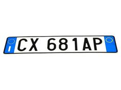 a blue and white license plate with the word cx 681ap