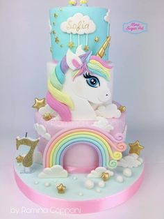 this is a cake with a unicorn on it