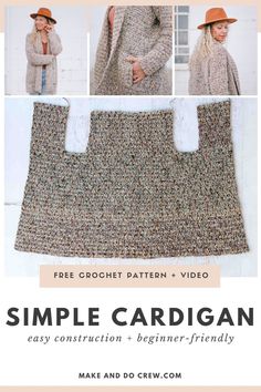 the simple cardigan pattern is shown with instructions to make it easy and stylish