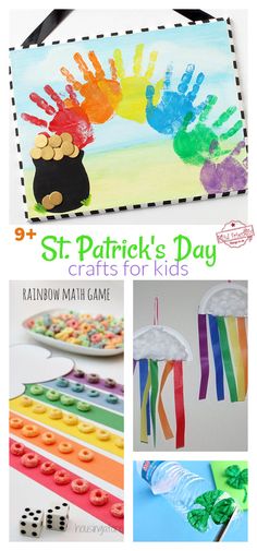 st patrick's day crafts for kids that include rainbows and handprints