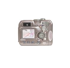 a digital camera is shown with pictures on the front and back side, as well as an image of a cat