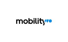 the logo for mobility is shown in black and blue letters on a white background