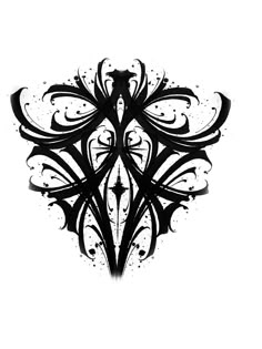 a black and white drawing of an ornate design