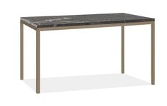 an image of a marble top dining table with metal frame legs and square shape base