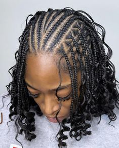 Feed In Braids Short, Flip Over Fulani Braids Bob, Bob Fulani Braids, Fulani Braids Hairstyles Short, Small Fulani Braids, Flip Over Fulani Braids, Half Cornrows, Easy Braid Styles, Hair Braid Designs