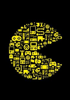 the letter s is made up of different types of electronic devices in yellow and black