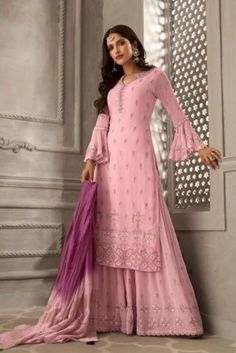 Buy Wedding Salwar Suit Online in Discounted Price At Siya Fashion. #ethnicwear #indianethnic #womenswear Designer Palazzo, Designer Sharara Suits, Sharara Suits, Fancy Suit, Suit Ideas, Palazzo Suit, Silk Bottoms