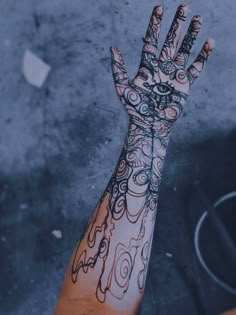 a person's hand with tattoos on it