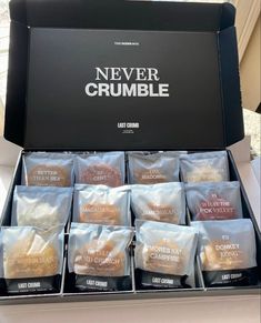 the never crumble box contains twelve different types of cookies