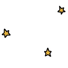 three stars are flying in the air on a white background with black and yellow colors