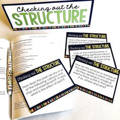 an open book with instructions for checking out the structure and writing it on top of it