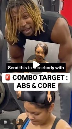 a woman with dreadlocks is talking to someone on her phone and the caption reads, send this to somebody with commbo target abs & core