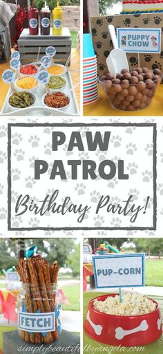 paw patrol birthday party with food and decorations