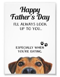 a happy fathers day card with a dog's face