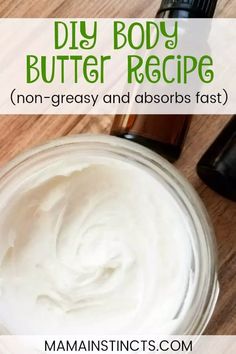 This DIY Body Butter is amazing because it absorbs really quickly and doesn't leave a greasy residue. It's a great addition to your beauty routine. #diy #natural #bodybutter #skincare #diyskincare Diy Body Butter Recipes, Diy Body Wash, Body Butter Recipe, Lotion Recipe, Organic Lotion, Diy Lotion