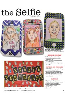 an article in the selfie magazine features three children's portraits, one with words and