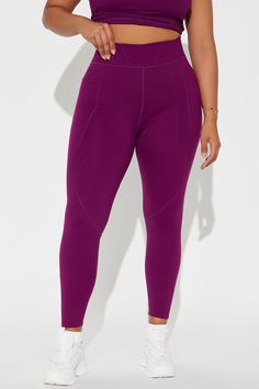 Available In Black And Plum. Active Legging High Waisted Elastic Waistband Super Soft Seaming Detail Double Pocket Medium Impact Stretch Pair With "Energy Surge Super Soft Active Top" 77% Polyester 23% Spandex Imported | Energy Surge Super Soft Legging in Plum size Medium by Fashion Nova Active Top, Active Leggings, Soft Leggings, Bottom Clothes, Fashion Nova, Plum, High Waisted, Spandex, Size Medium