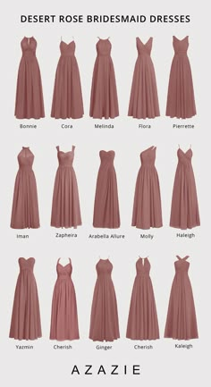 the different types of dresses that are available for bridesmaid and guests to wear