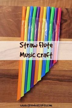 the straw flute music craft is made with colored paper and plastic straws, which are lined