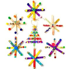 a group of colorful christmas ornaments on a white background