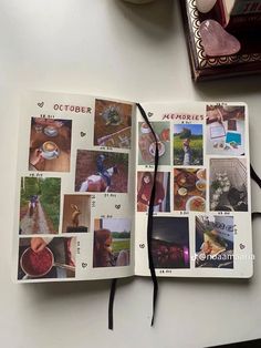 an open photo book with pictures on it