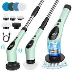 two electric toothbrushes on top of each other with different brushes and attachments