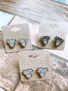 "Perfect pair of earrings for a highland cow lover!  Choose your style above.  These are made from distressed wood and engraved. .25\" round with a non surgical steel post." Highland Cow Earrings, Highlander Cow, Dream Birthday, Pantry Sign, Piercing Ideas, Choose Your Style, Womens Jewelry, Steel Post