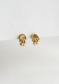 Lie Studio Vera Earrings in Gold – VESTIGE Lie Studio, Earring Inspired, Tie Jewelry, Gift Wishlist, Knot Tie, Reworked Vintage, Earrings In Gold, Gold Plated Sterling Silver, Post Earrings