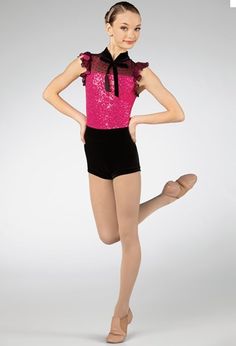 Dance Studio Owner, Ruffle Sleeves, Velvet Ribbon, Dance Outfits, Dance Costumes, Barrettes, Dance Wear