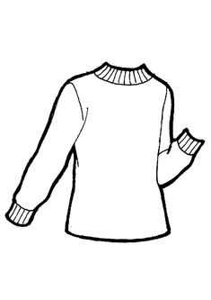 a black and white drawing of a sweater on a mannequin necked top