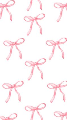 many pink bows are tied together on a white background