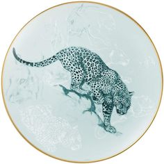 a plate with an image of a leopard on it