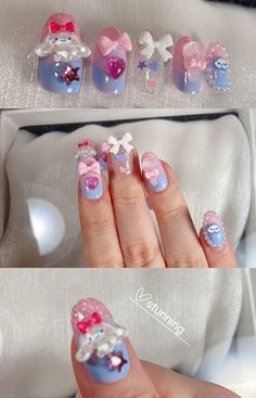 Cinnamon Roll Press on Nails /sanrio Press on Nails Pink Etsy Cinnamon Roll Nails, Nails Sanrio, Sanrio Nails, Nails Charms, Press On Nails Pink, Nails Easy, Racun Shopee, Nails Pink