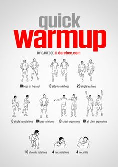 a poster with instructions on how to do a quick warm up for the body and shoulders