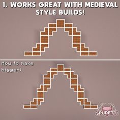 two pictures with the words how to make a bigger triangle in minecraft, and one is