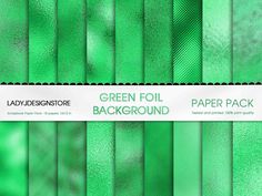 green foil paper pack with white border