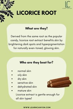 What is it?
Derived from the same root as the popular candy, licorice root extract benefits skin by brightening dark spots and hyperpigmentation for naturally even-toned, glowing skin. Licorice Root Benefits, Licorice Benefits, Hyperpigmentation Remedies, Body Scrub Benefits, Cosmetic Formulation, Hair Care Business, Herbs Benefits, Dr Sebi Alkaline Food, Dr Sebi Alkaline