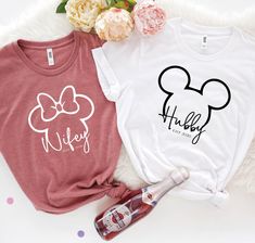 Disney World Couple Shirts, Husband And Wife Disney Shirts, Honeymoon Disney Shirts, Disney Anniversary Shirts Matching Couples, Newlywed Disney Shirts, Bride And Groom Disney Shirts, Honeymoon Shirts Matching Disney, Just Married Disney Shirts, Disney Honeymoon Shirts