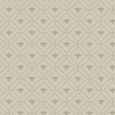 a pattern with bees on it in grey and beige colors, as well as an image of