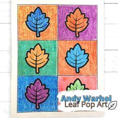 an art project for kids to make with colored pencils, leaves and squares on paper