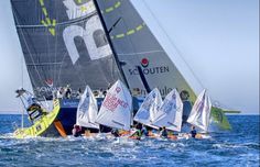 a group of sailboats sailing in the ocean