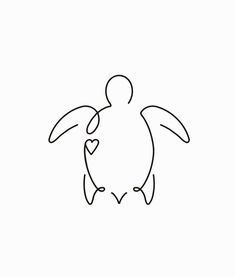 a line drawing of a turtle with a heart on its chest