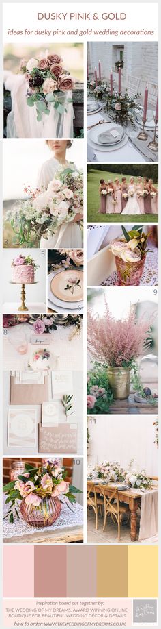 the color scheme for this wedding is pink and gold