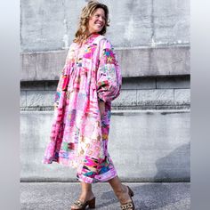 Our Nilah Is A Blend Of Quilted Patchwork Prints In A Boho Design With Dolman Sleeves. Each Dress Is Uniquely Handmade And No Two Are The Same In Printed Design. They Are Fully Lined And Have Tassel Ties At The Neckline. 100% Cotton Hand Wash Cold, Separately, Delicate Cycle. Remove Immediately. Dry Flat. Https://Arinae.Com/Products/Nilah-Patchwork-Dress?_pos=1&_psq=Nilah&_ss=E&_v=1.0 Or By Visiting: Www.Arinae.Com Pink Patchwork Midi Dress, Pink Cotton Dress, Pink Patchwork, Quilted Patchwork, Boho Design, Patchwork Dress, Boho Designs, Printed Design, Dolman Sleeve