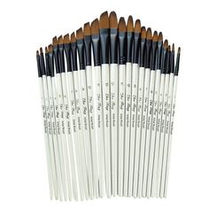 12 piece brush set with black and white handles on each side, in different sizes