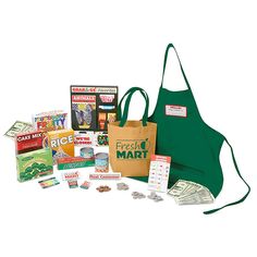 a grocery bag filled with money and other items