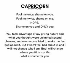 a poem written in black and white with the caption capricorn on it