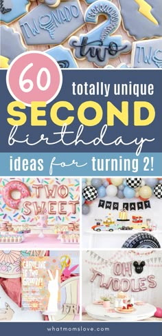 Unique 2nd birthday party themes | Best list of ideas to celebrate your 2 year old boy or girl, including inspiration for decorations, invitations, activities, favors and more. It Takes Two Birthday Theme, Outside 2nd Birthday Party Ideas, Two Theme Birthday Party, Two Year Old Brunch Birthday, Two Yr Old Birthday Theme, Twins Turning Two, Combined 2nd And 3rd Birthday Party, Two Year Old Birthday Photos, Two Year Old Birthday Theme Boy